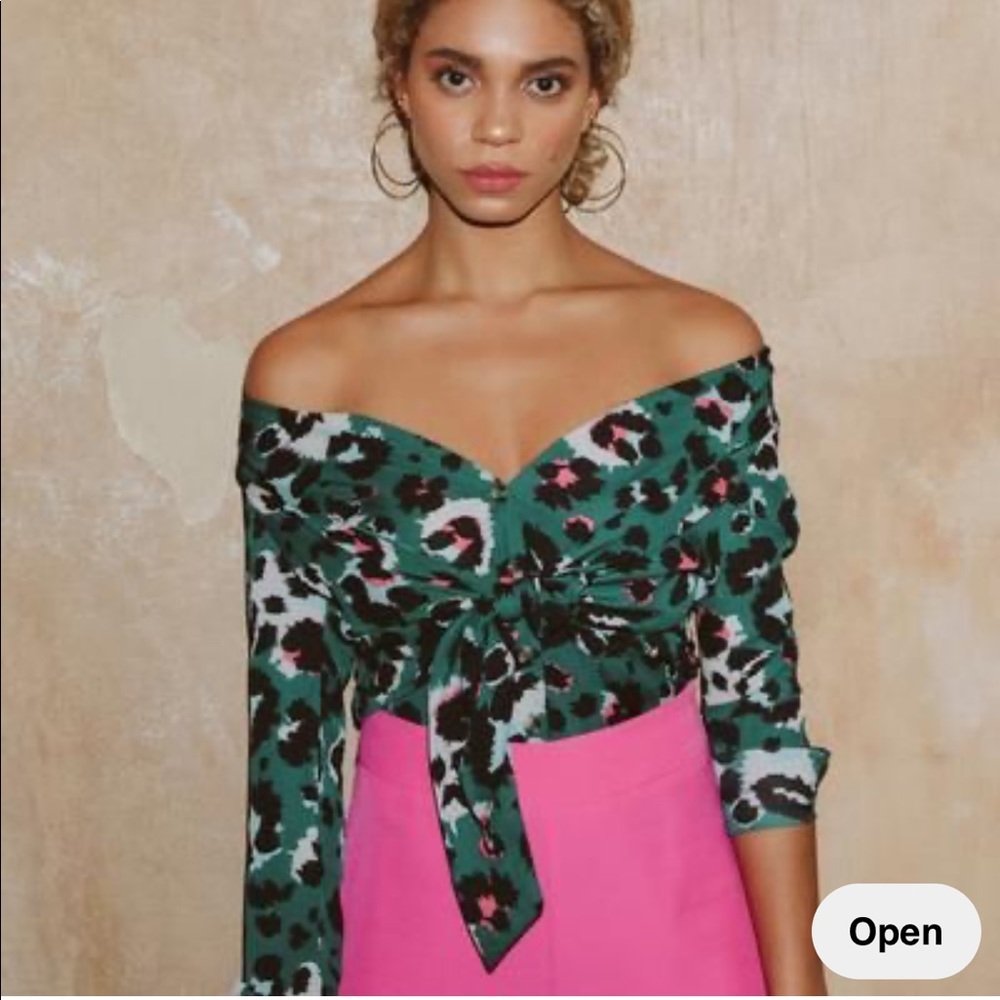 Never Fully Dresses Ezra leopard print tie top